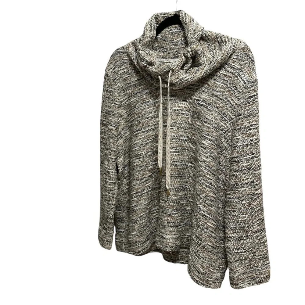 Ruby Rd. metallic boxy cowl neck beachy coastal cozy spring summer sweater - Picture 4 of 11